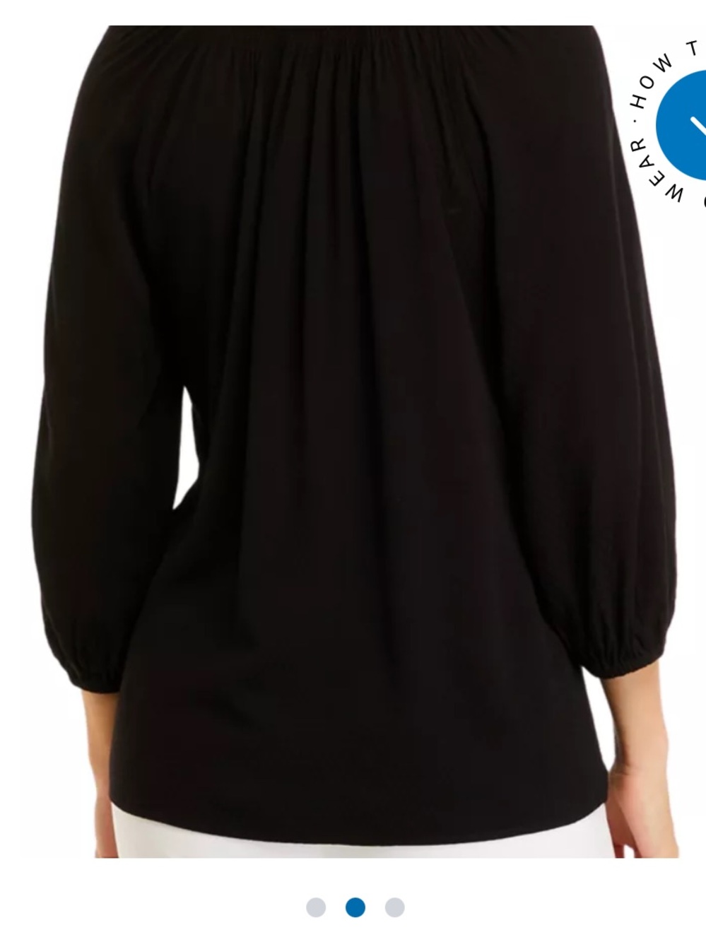 crown & ivy Black Split-V Peasant Blouse- worn twice- great shape 64.50 retail - Picture 2 of 8